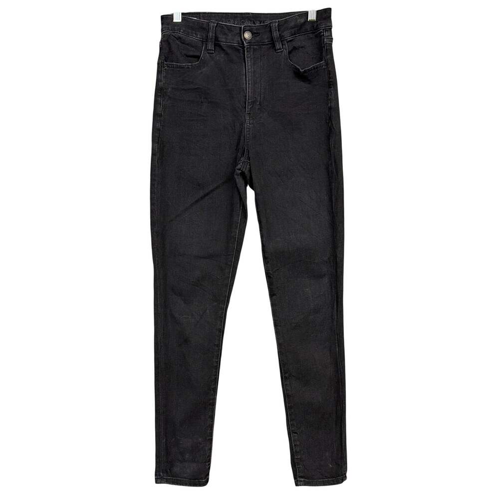American Eagle Womens Jeans Black Super High Rise Jegging 360 Stretch 8 Reg